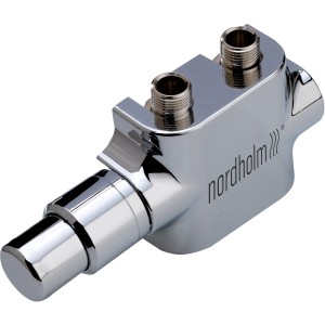 Nordholm TwinReg® Genesis Anschlussarmatur in Chrom für Heizkörper-Installation.