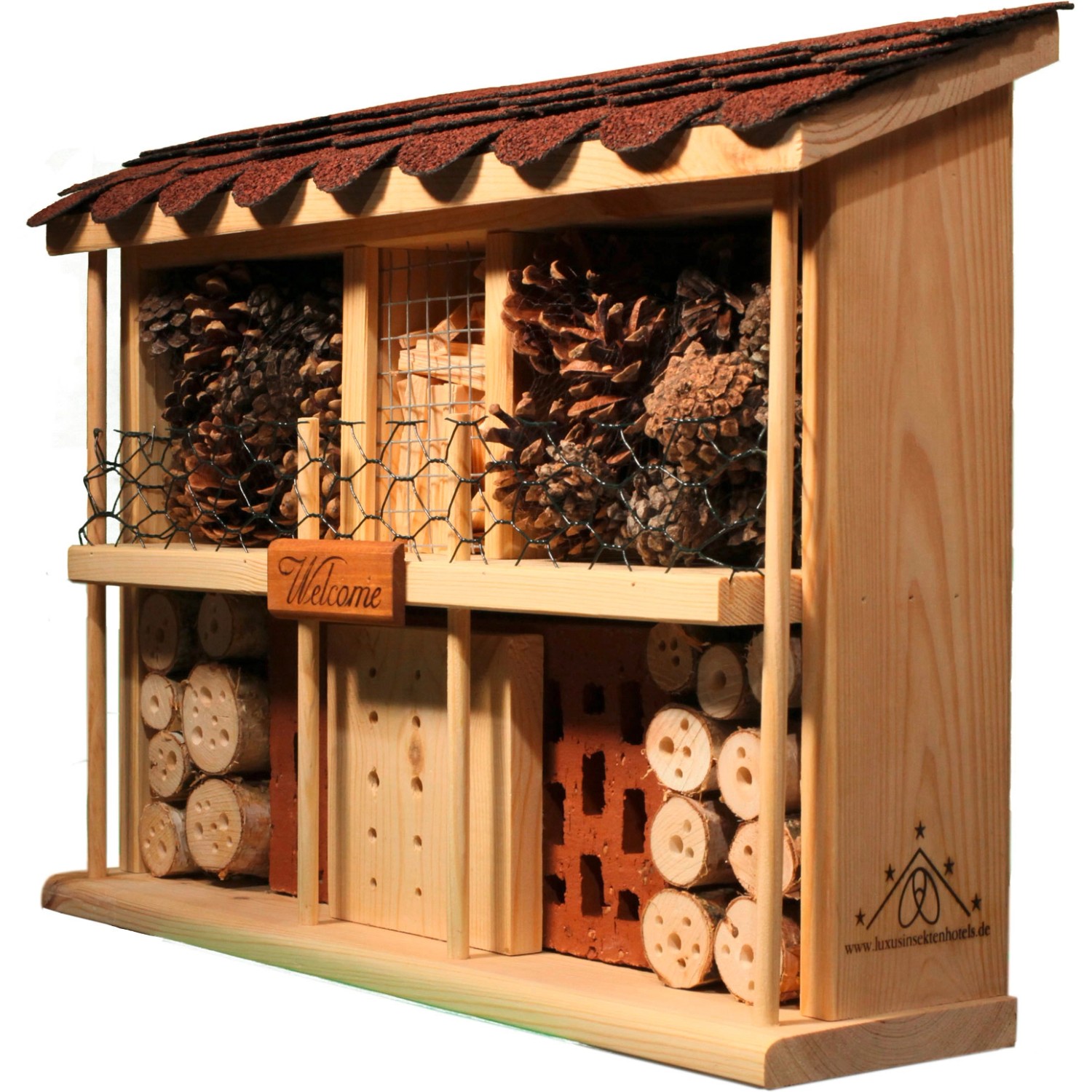 Dobar Insektenhotel-Bausatz Landhaus Komfort aus Holz mit Füllmaterialien.