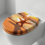 Sinobath WC-Sitz oval mit Softclosing, Strandmotiv mit Seestern bei Sonnenuntergang.