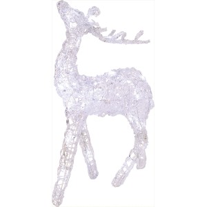 Leuchtende LED-Figur: Acryl-Rentier mit 40 kaltweißen LEDs für weihnachtliche Außen-Deko.