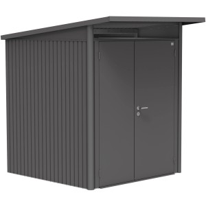 Biohort Metall-Gerätehaus AvantGarde Gr. A1 dunkelgrau-metallic Doppeltür schmal