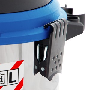 Detailaufnahme: Hyundai Nass-Trockensauger VCWD1630E, Verschlussmechanismus am Behälter.