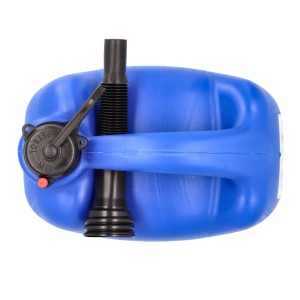 Blauer Cartrend Kraftstoffkanister aus Kunststoff, 5 Liter, mit flexiblem Einfüllstutzen.