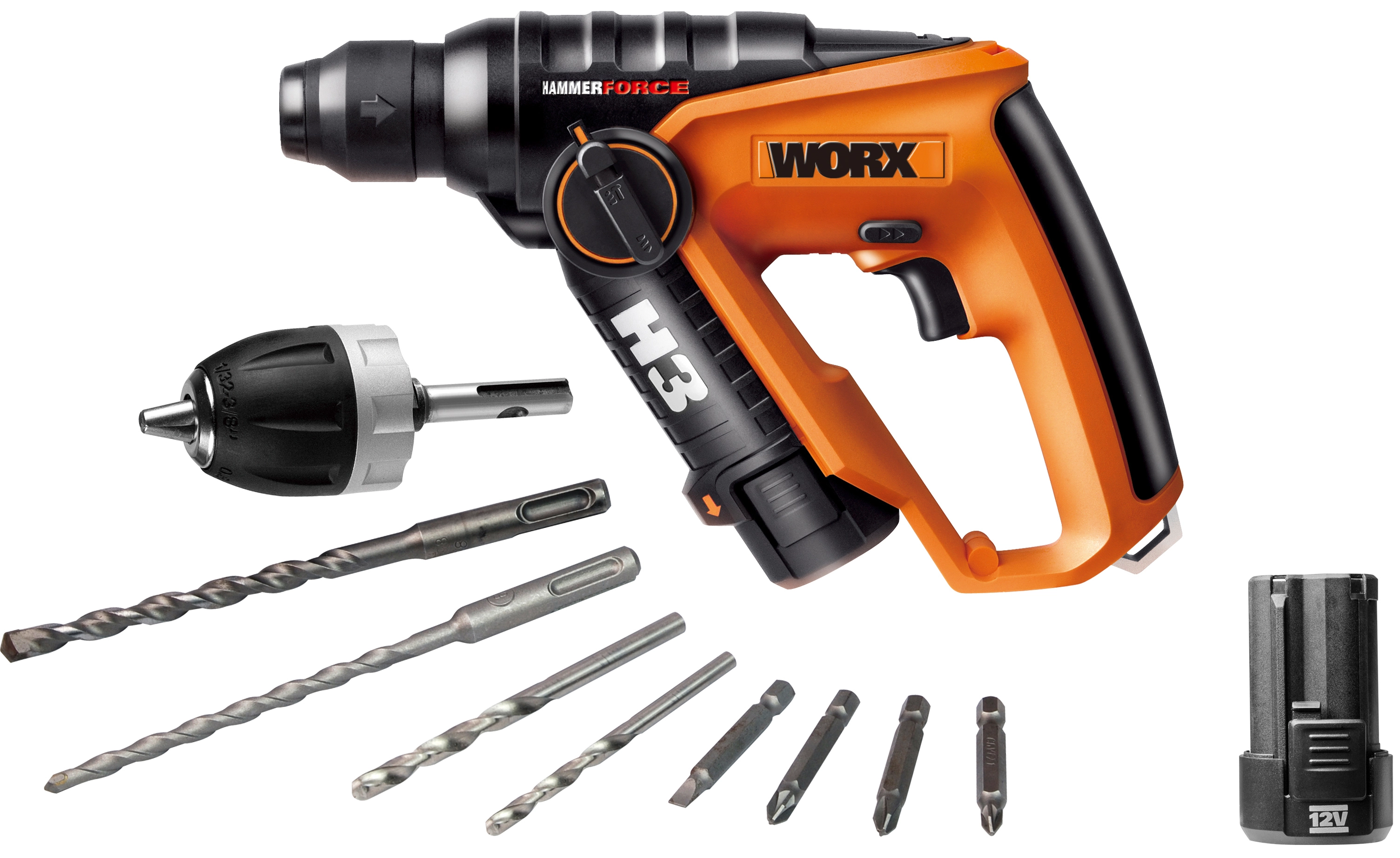 Worx 3 in 1 Akku Bohrhammer H3 12V WX382.2 kaufen bei OBI