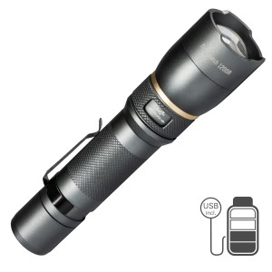 LED Akku-Taschenlampe, 1200lm, dimmbar & zoombar. Ideal für Camping & Outdoor.