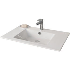 Fackelmann Einbauwaschbecken Kera, 81 cm, weiß, aus Keramik.