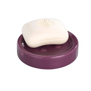 Wenko Seifenablage Polaris Purple mit Seife, Keramik, lila.