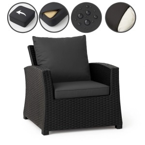 Setgarden Mix 6er Sitzkissen-Set anthrazit für Polyrattan Sessel mit Sitz- und Rückenkissen.