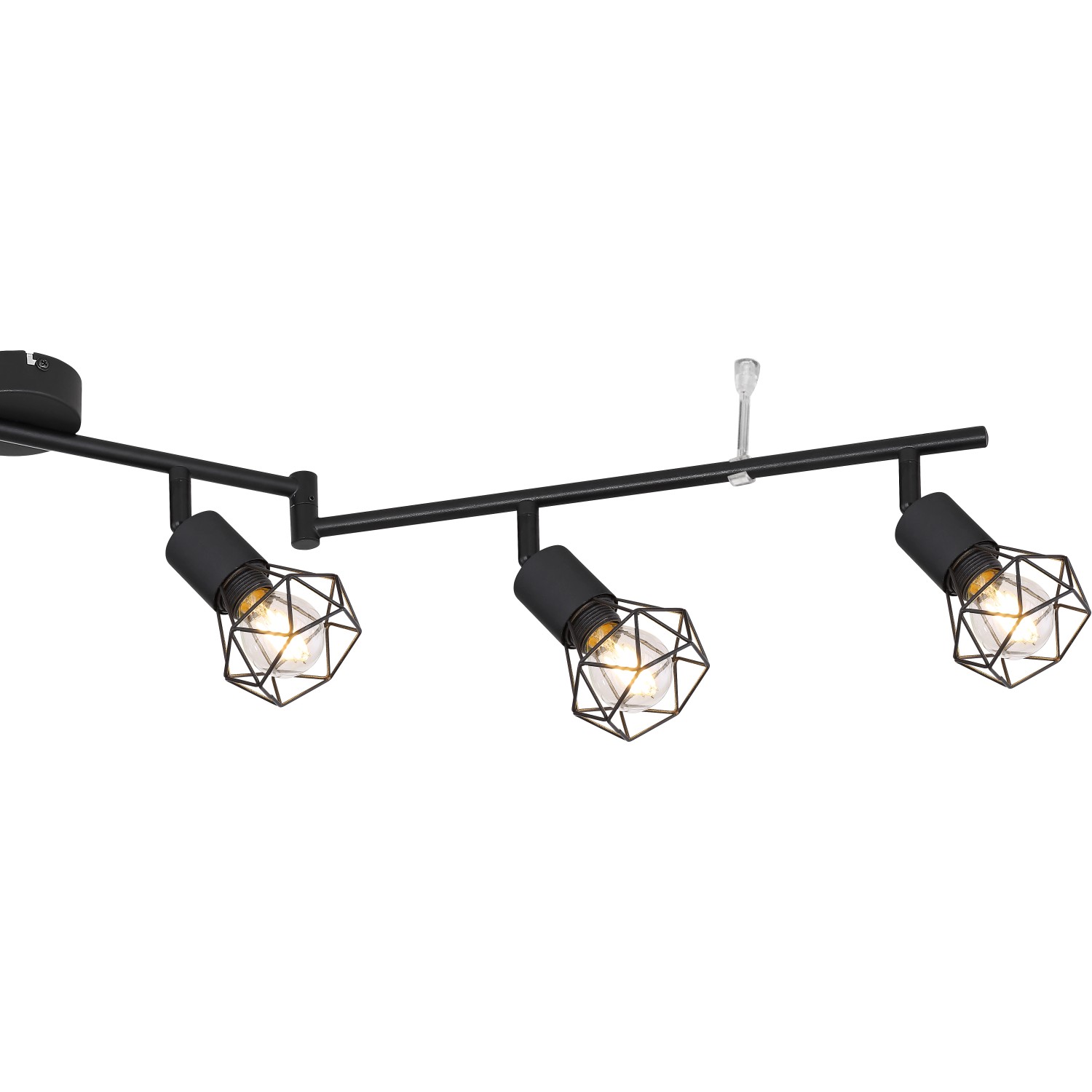 Schwarzer, 6-flammiger Globo Strahler Xara I mit Metallgeflecht für E14 Leuchtmittel.