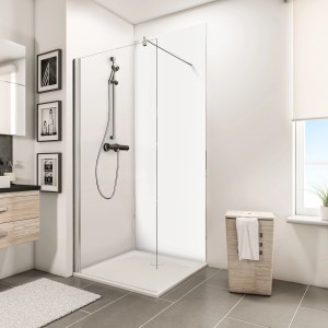 Schulte Duschrückwand Decodesign Erweiterung Weiß, 210x90cm im Badezimmer.
