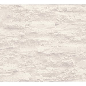 Vliestapete Stein Creme mit 3D-Effekt, Dekorative Tapete im Stein-Look.