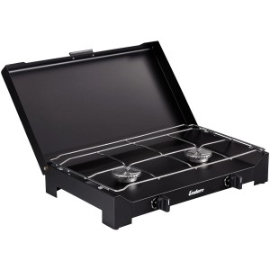 Enders Dalgety Black 2 Campingkocher mit zwei Brennern und verchromtem Topfrost.