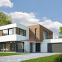 Khaki Sonnensegel Neptun Beach Dreieck 360 cm am modernen Haus.