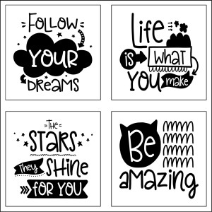 Memo-Art Magnete, 4er Set mit Motivdrucken für Pinnwände und Memoboards.