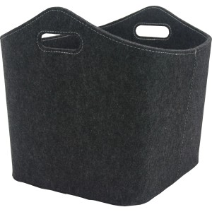 FIREFIX Filzholztrage in Schwarz, eckig mit zwei Griffen – ideal für Kaminholz und mehr.