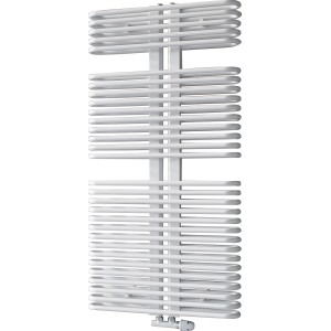 Weißer Ximax Badheizkörper K3, 1176x600 mm, 1031 Watt, mit horizontalen Heizrohren.