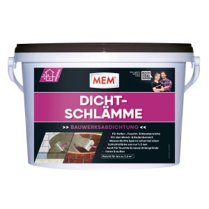 Eimer MEM Dicht-Schlämme 5 kg, Bauabdichtung für Keller, Feucht- und Nassbereiche, grau.