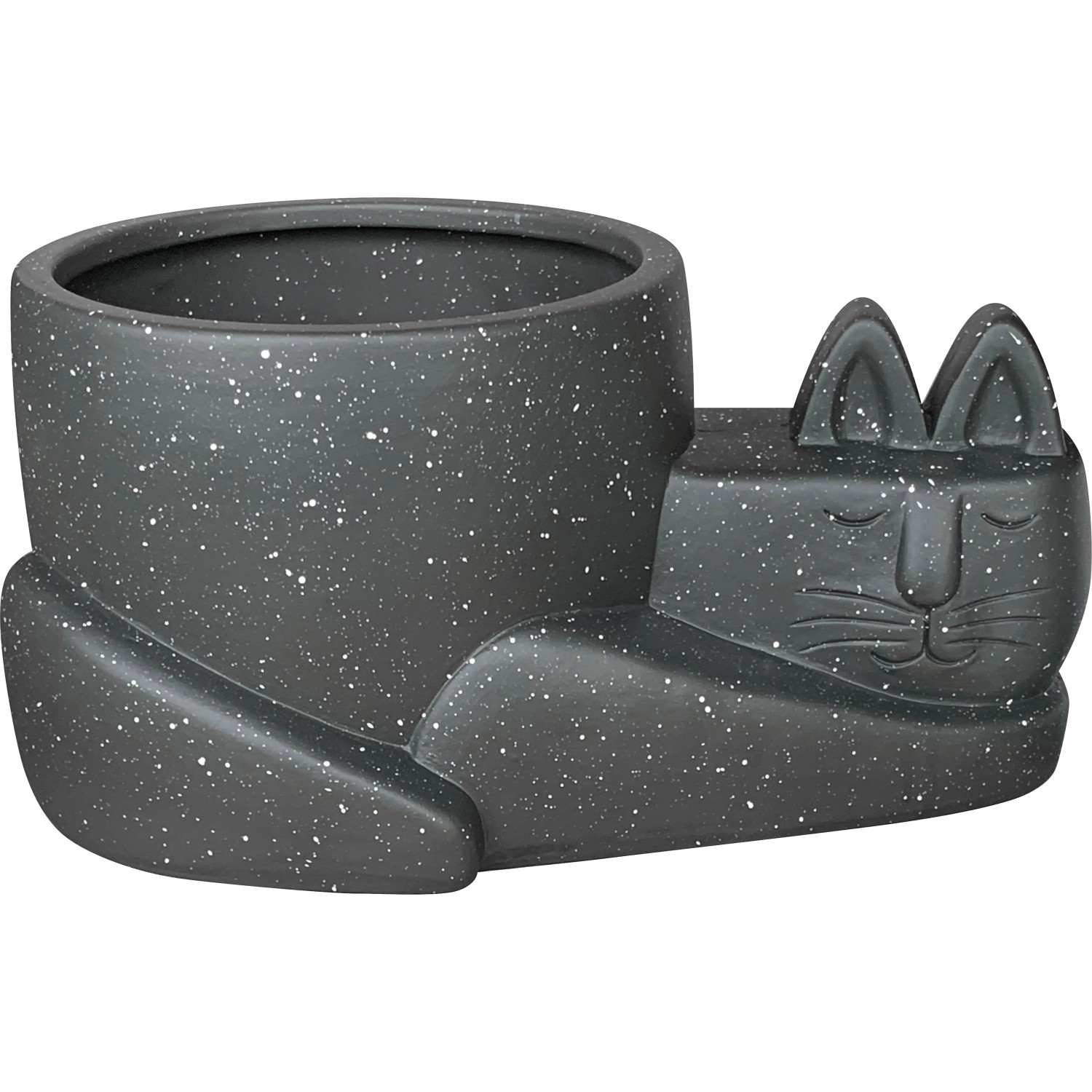 Pflanztopf-Katze Keramik 12 cm x 25 cm x 18 cm Dunkelgrau kaufen bei OBI