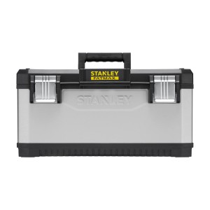 STANLEY FATMAX Werkzeugbox aus Metall-Kunststoff, grau-schwarz, mit robusten Schließen und ergonomischem Griff.