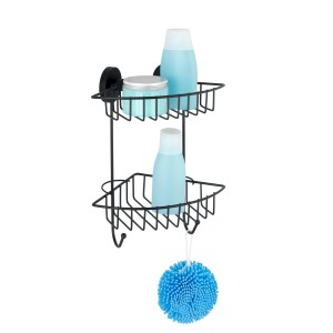 Wenko Eckregal Bari Vacuum-Loc 2 Etagen Schwarz