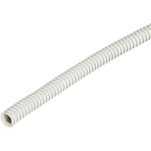 Flexibles, hellgraues Isolierrohr EN 20, 10 m lang, für die Aufputzmontage.