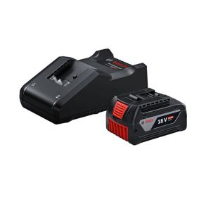 Bosch Professional Akku-Starterset: schwarzes 18V 4Ah Akku und Ladegerät GAL 18V-40 für Elektrowerkzeuge.