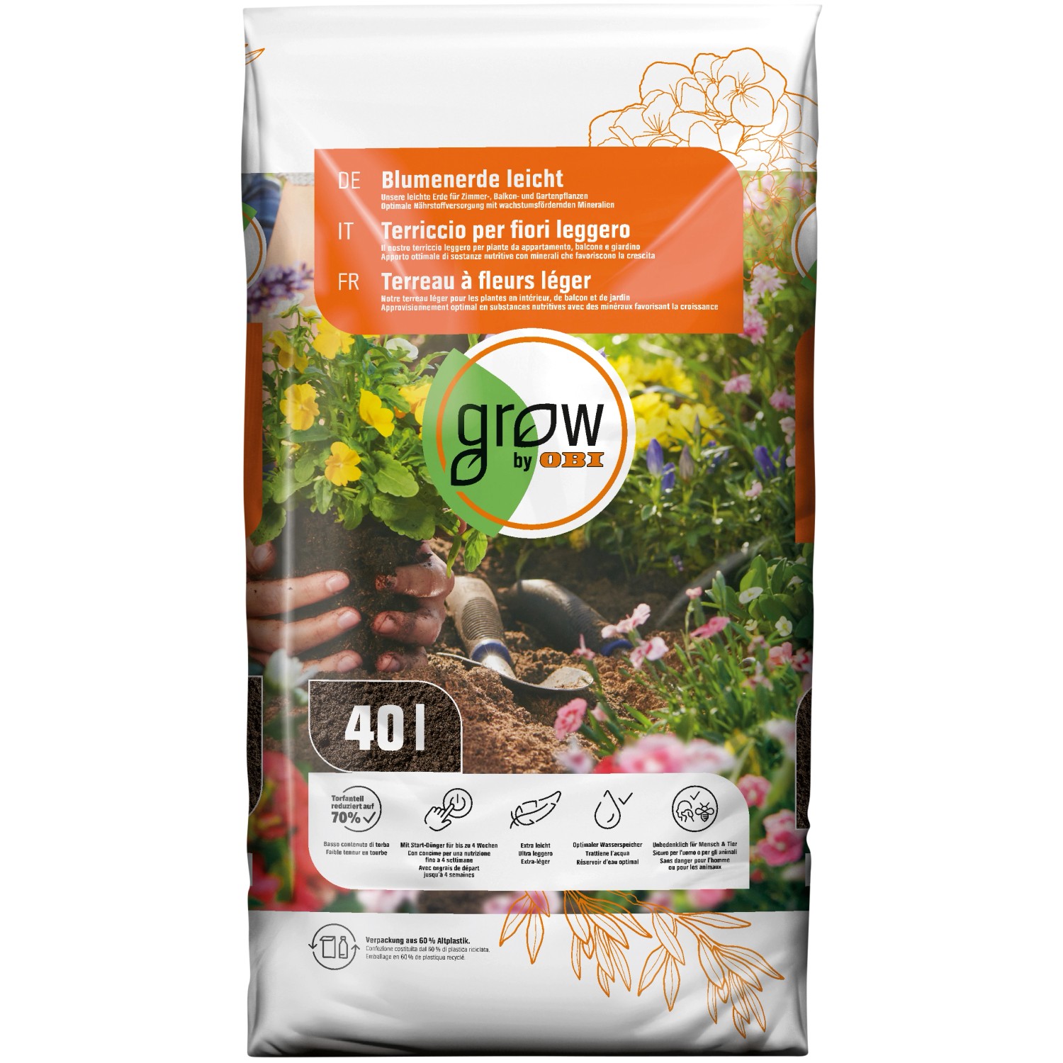 GROW by OBI Blumenerde leicht 40 l kaufen bei OBI