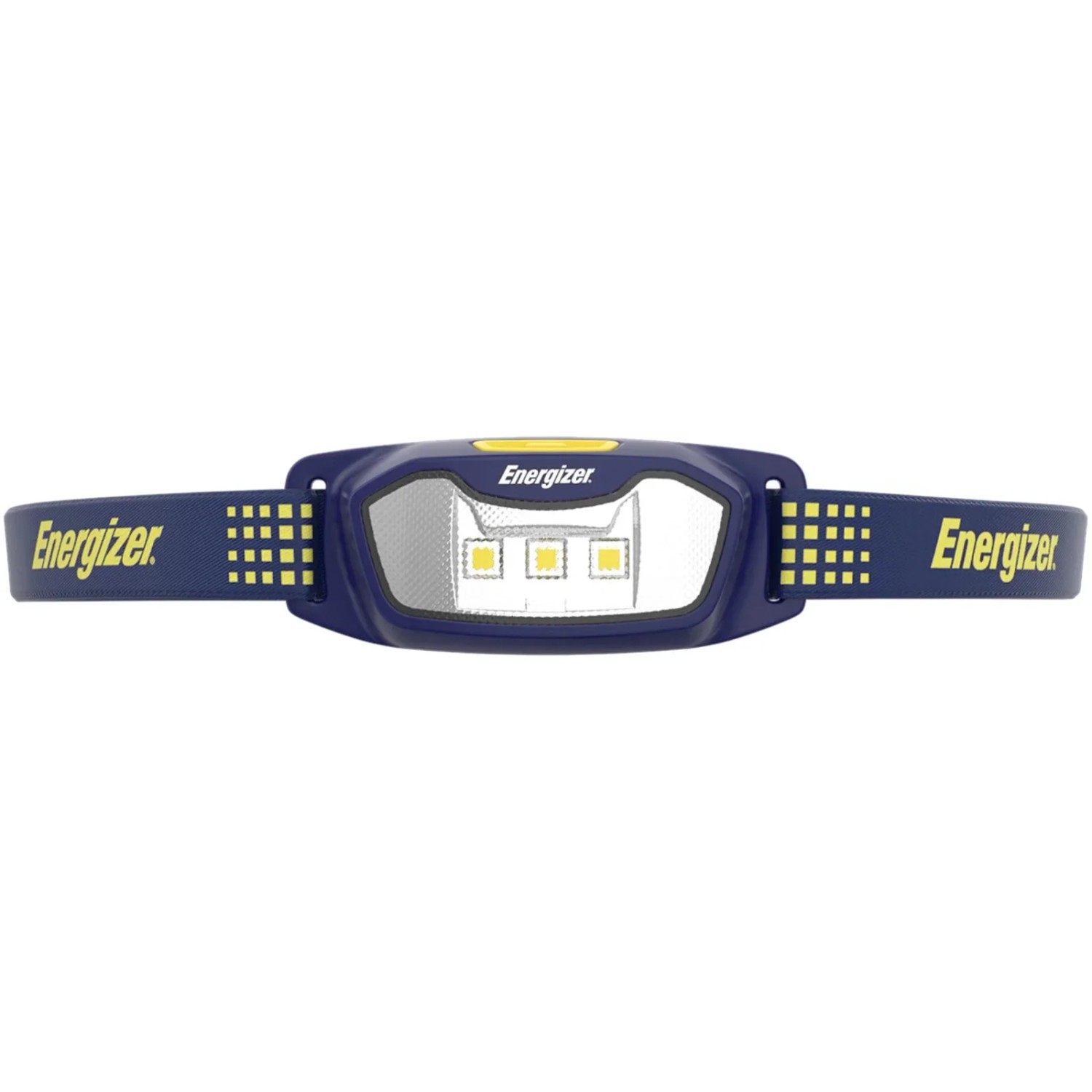 Energizer Compact Sport Kopflampe, blau, mit verstellbarem Kopfband und LED-Lichtern.