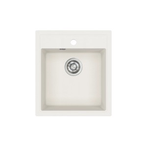 Helika Einbauspüle Nova, 46x51 cm, Weiß, aus Granitverbundstoff. Kompakte Spüle für kleine Küchen.