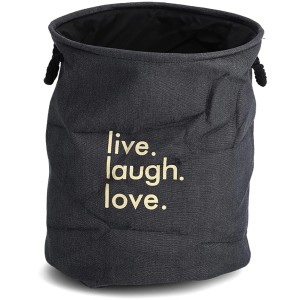 Jeansblauer Wäschesammler Denim von Zeller Present mit Schriftzug, Ø 40 x 50 cm.