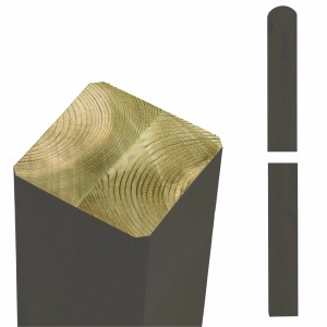 Umbragrauer Zaunpfosten aus Leimholz Kiefer, Kopf gerundet, für Zaunbau & Sichtschutz.