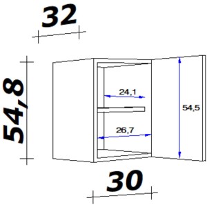 Technische Zeichnung: Flex-Well Classic Oberschrank Florida, 30x55 cm, Sonoma Eiche, mit Maßen.
