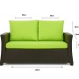 Setgarden Gartenkissen-Set "Lemon" für 2-Sitzer Polyrattan-Gartensofa, 130x50x50 cm.