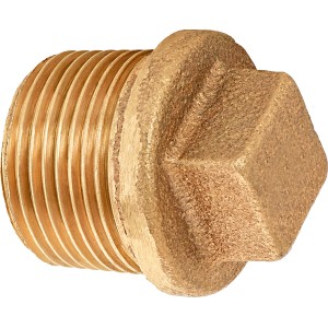 Gewinde-Stopfen aus Rotguss, 21 mm (R 1/2) zum Verschließen von Gewindefittings.