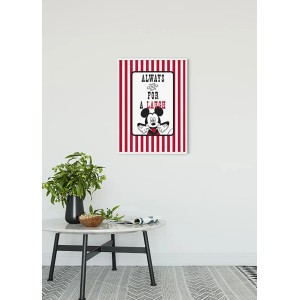 Wandbild: Mickey Mouse Lines, 40x50 cm. Comic-Motiv mit roten Streifen. Dekoratives Bild für Kinderzimmer.