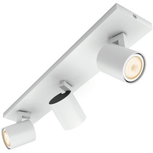 Weiße Philips Hue LED Deckenleuchte Runner, 3-flammig mit Dimmer für flexible Lichtsteuerung.