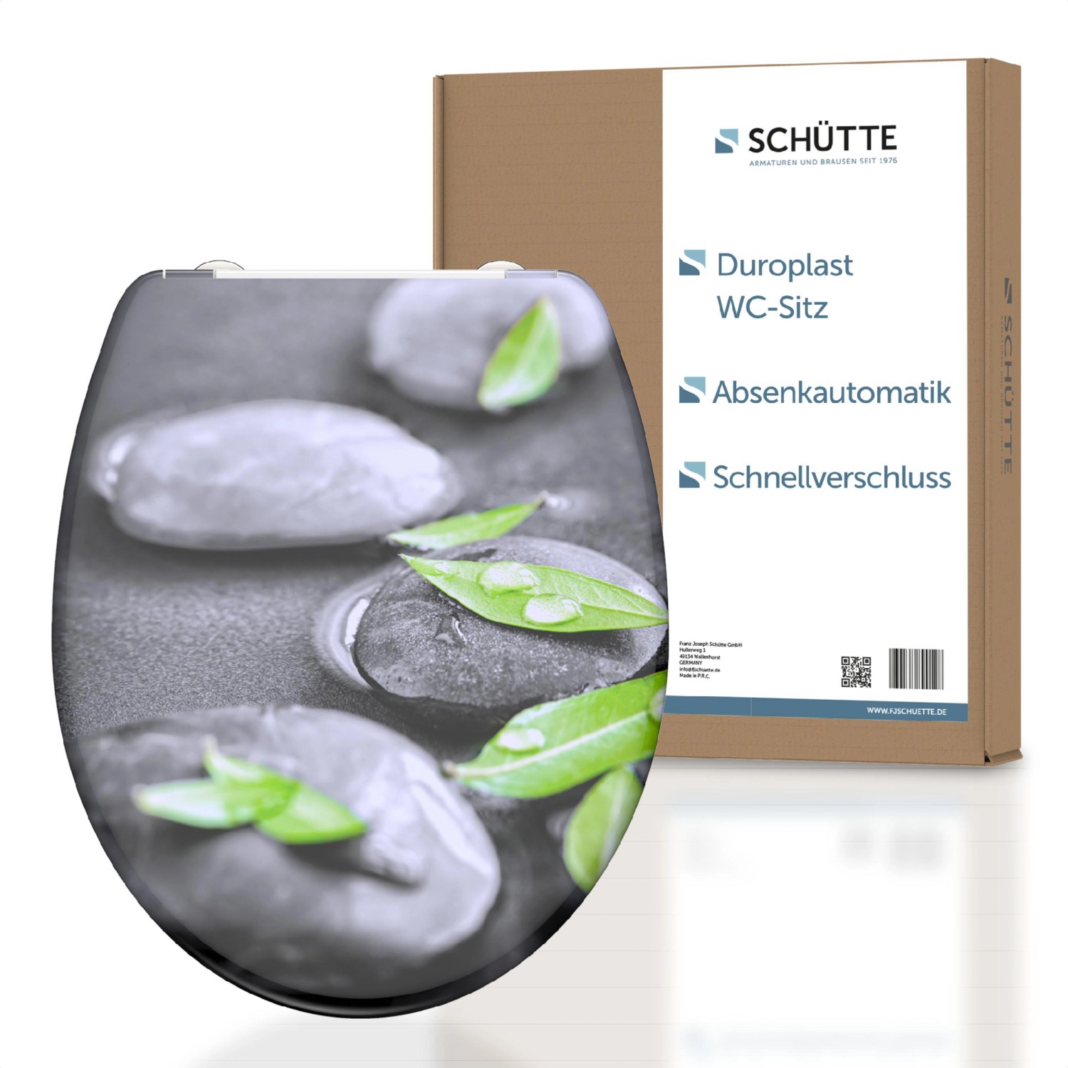 Schütte WC-Sitz Duroplast Stone mit Absenkautomatik und Schnellverschluss.