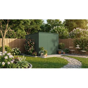 Weka Metall-Gerätehaus Gary 292 cm x 298 cm Grün