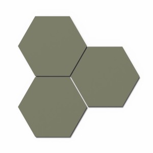 3 Akustikpaneele Hexagon Lino Olive Clear, MDF schwarz, 50x50 cm. Designpaneel für Wand und Decke.