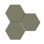 3 Akustikpaneele Hexagon Lino Olive Clear, MDF schwarz, 50x50 cm. Designpaneel für Wand und Decke.