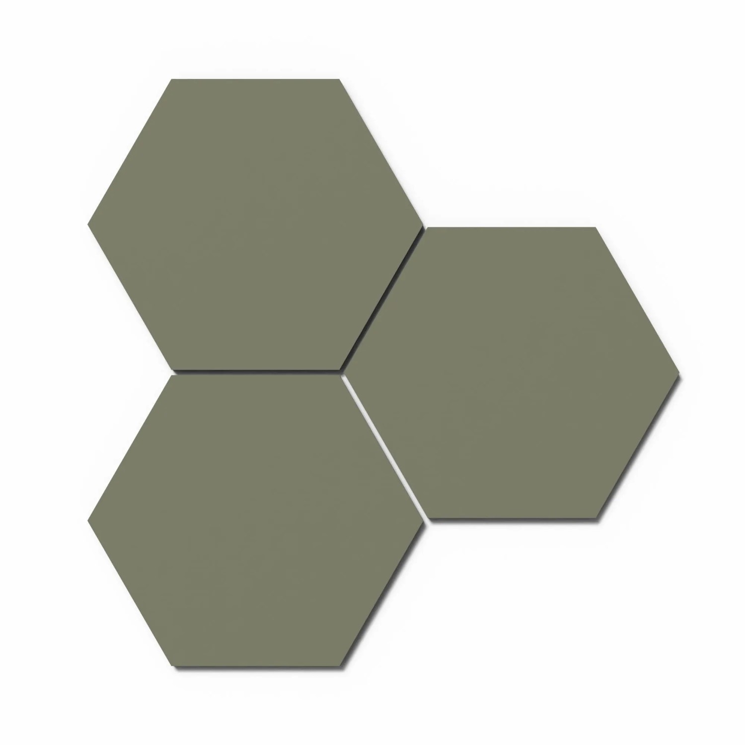 3 Akustikpaneele Hexagon Lino Olive Clear, MDF schwarz, 50x50 cm. Designpaneel für Wand und Decke.