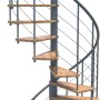 Minka Spindeltreppe Venezia Smart, Buche grau, Ø100cm, bis 305,5cm Geschosshöhe.