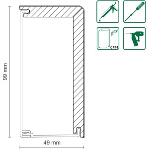 Querschnitt FN Neuhofer Rohrabdeckleiste FRA02 Eiche, 41x91x2400mm, Zubehör für Laminat & Parkett.