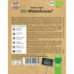 Sperli Bio Winterkresse Barbarakraut Samenpackung. Winterharte Salatpflanze für Beet und Kübel.