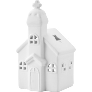 Teelichthalter Kirche Keramik Weiß Matt 15 cm x 8 cm x 7 cm