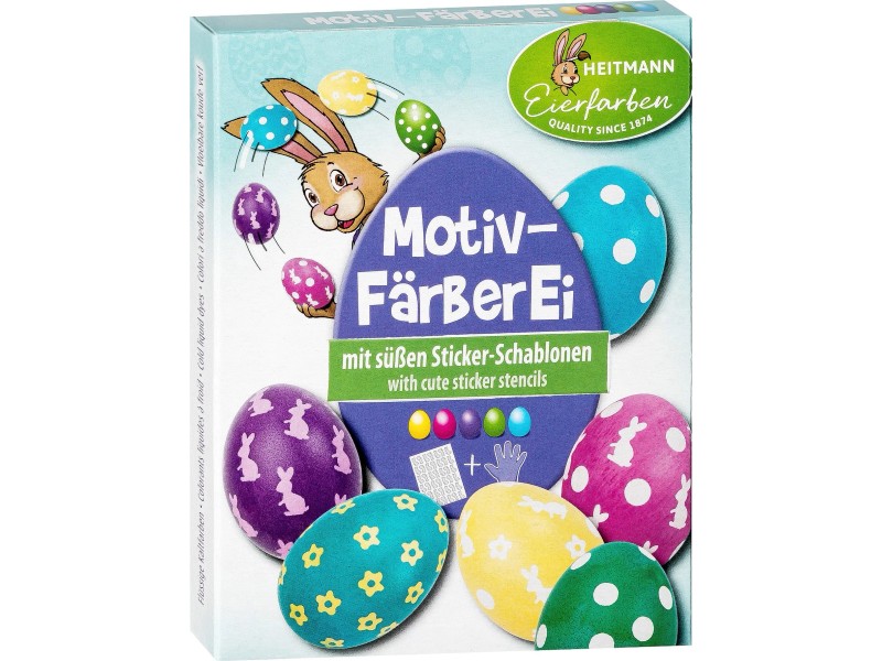 Set Colori Uova Pasqua Heitmann - 5 Colori Freddi Con Adesivi Divertenti Per Decorazione