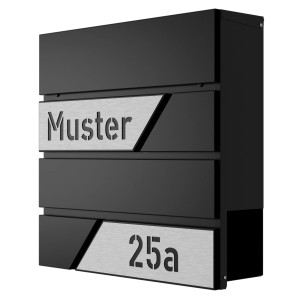 Heidemann Briefkasten DESIGNline BK1 inkl. Personalisierung Tiefschwarz
