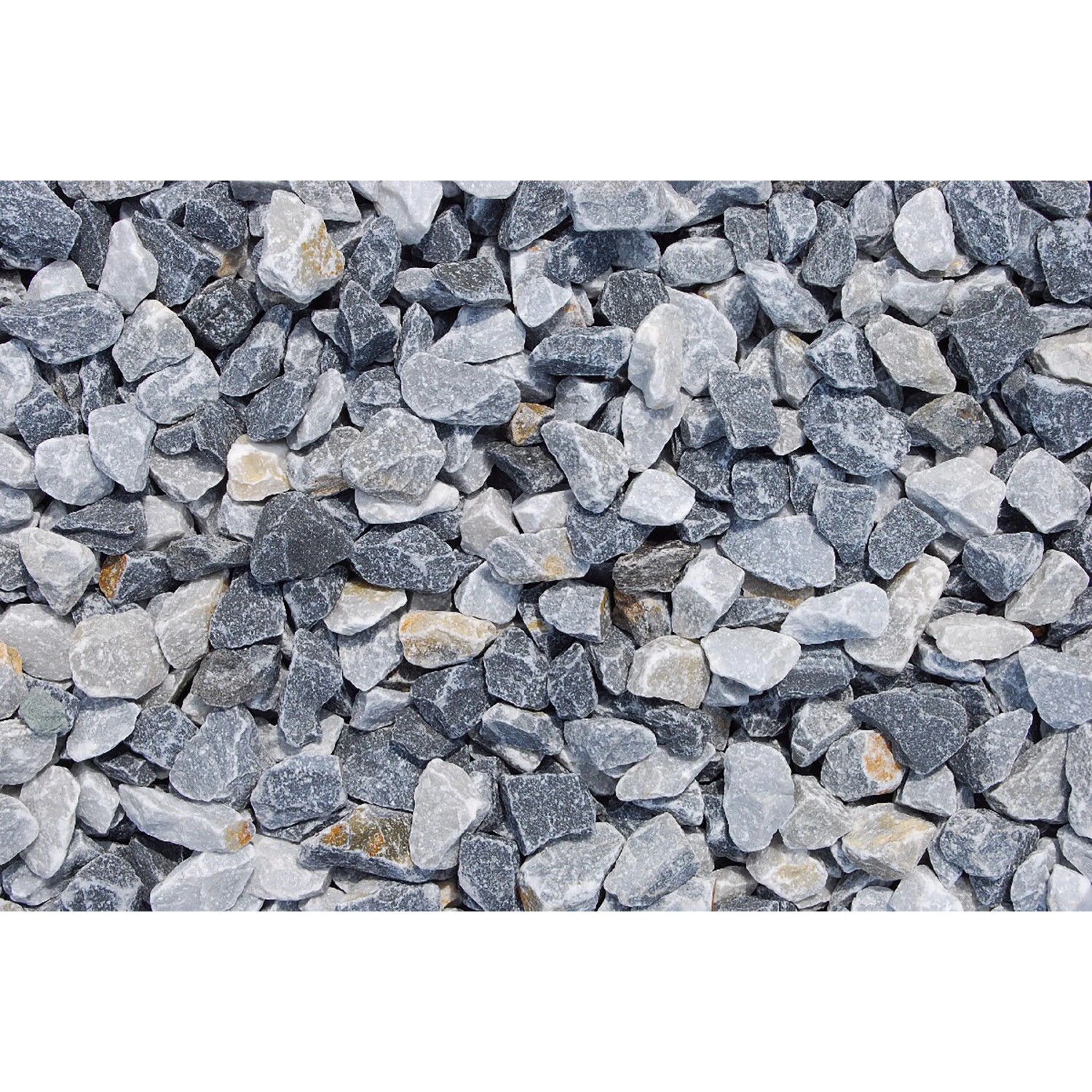 Nahaufnahme von Donau-Blau Marmorsplitt (16-25 mm) im Big-Bag, geeignet für Garten- und Landschaftsbau.