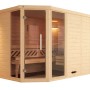 Weka Elementsauna Kemi Eck mit Glastür und Fenster, 7,5 kW Ofen Sparset.