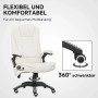 Cremeweißer Vinsetto Massagestuhl aus Leinenimitat, ergonomisch, mit 360° drehbarem Fußkreuz und Rollen.